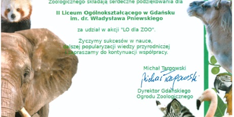 Współpraca z Gdańskim Ogrodem Zoologicznym