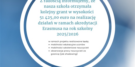 Powiększ grafikę: Plakat informujący o akredytacji Erasmusa na rok szkolny 2025/2026